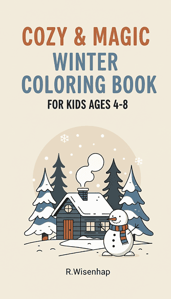 Cozy & Magic Winter Coloring Book for Kids Ages 4-8